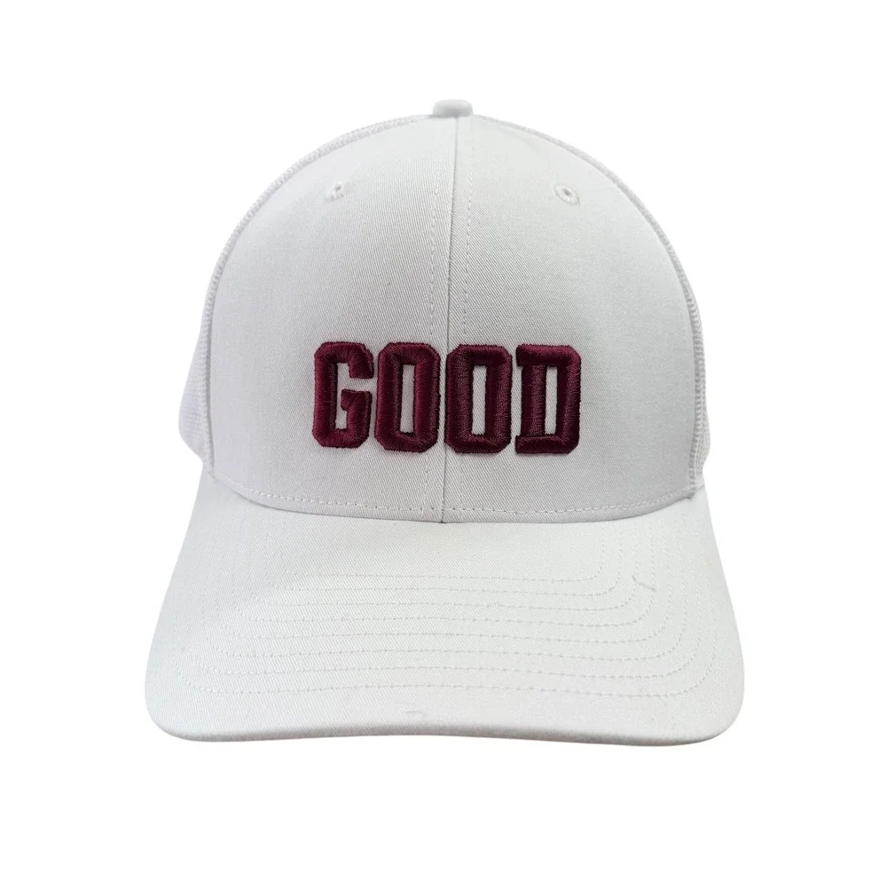 Richardson 112 Trucker Hat White Maroon GOOD Embroidered Snapback Cap Mesh Back
